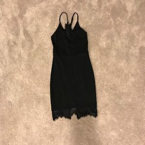 Black V-neck Lace Dress